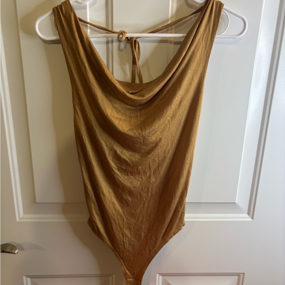 NWT Gaze Camel Brown slouchy bodysuit size XS